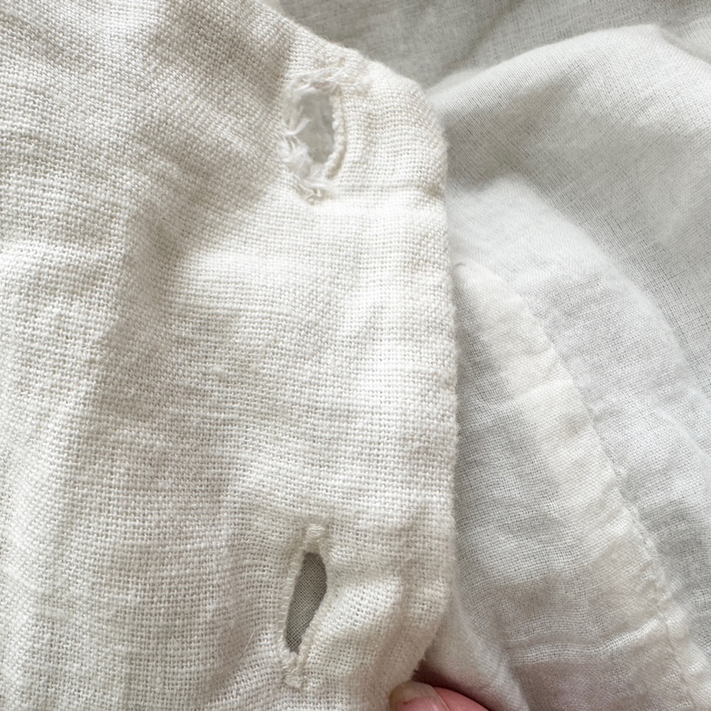 Vintage Zara Flutter Sleeve Blouse – Off White, Size Small, linen cotton - Picture 4 of 4